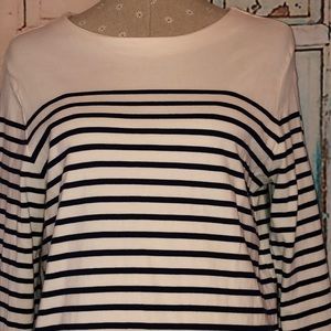 BEACH LUNCH LOUNGE~Eyelet Hem 3/4 Sleeve Top~L